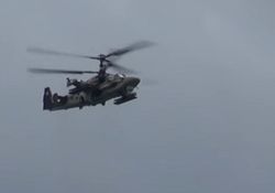 Ракетный удар Ка-52 по автопарковке