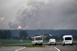 Пожар на складе боеприпасов в Калиновке