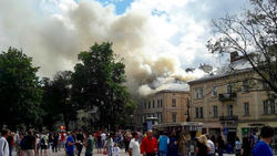 Пожар на проспекте Свободы в Львове