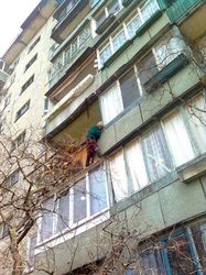 бабушка на карнизе
