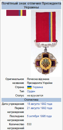 Награда Евгения Березняка