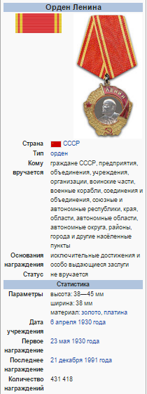 Награда Кузьмы Деревянко